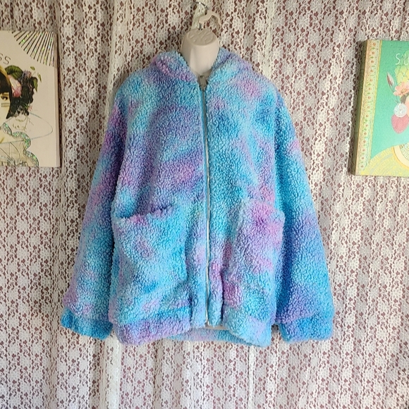 Sugar Thrillz Jackets & Blazers - COAT sugar thrills blue purple teddy bear oversized hooded jacket large